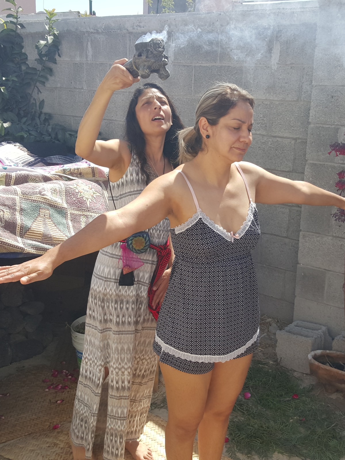 Temazcal ceremony with medicinal herbs