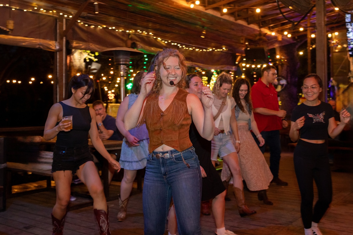Learn to line dance at a classic outdoor saloon