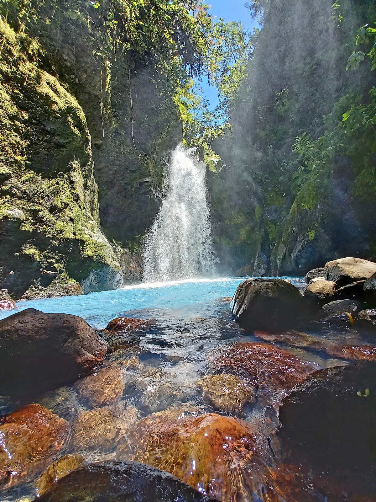 Waterfall hike through the cloud forest