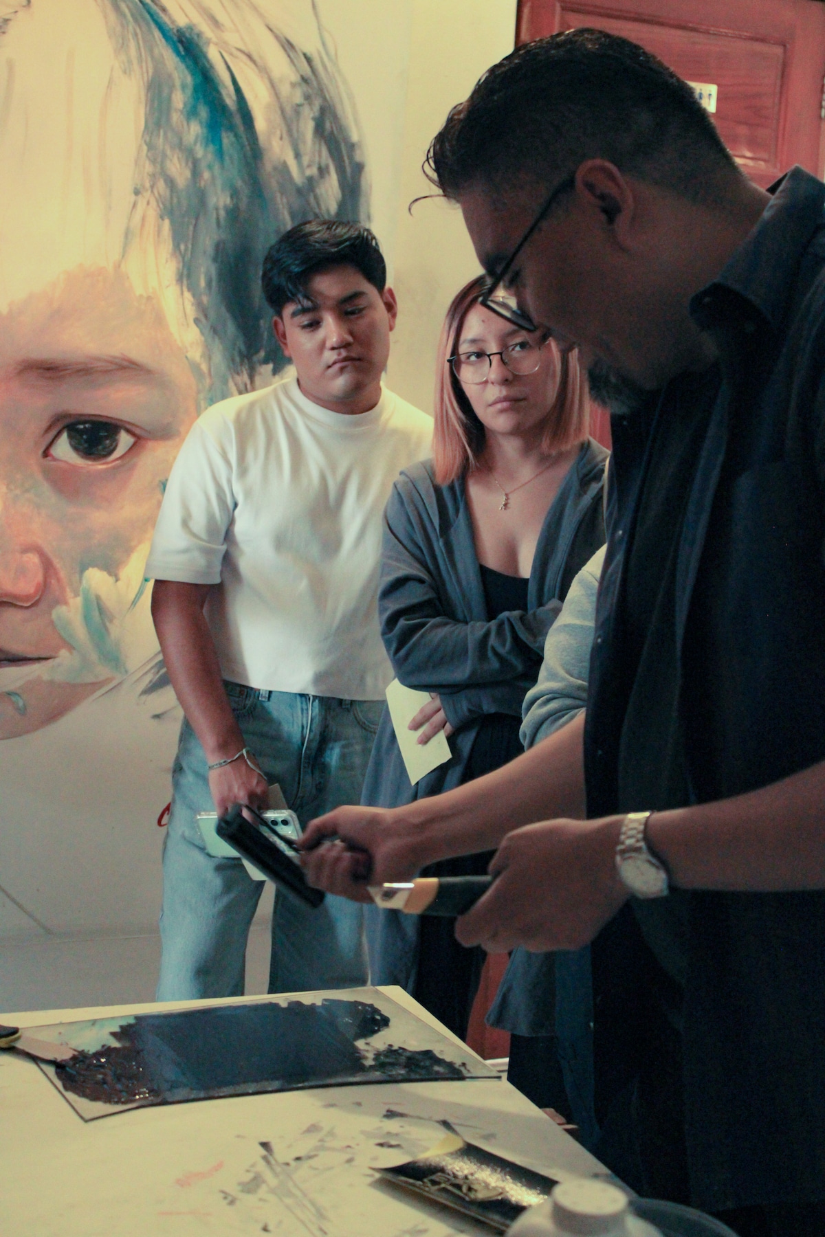 Record memories with linocut on ink and paper