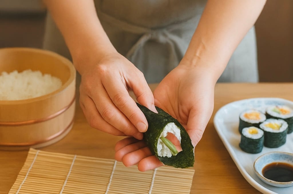 Make miso soup with traditional Japanese dashi stock and a variety of sushi rolls