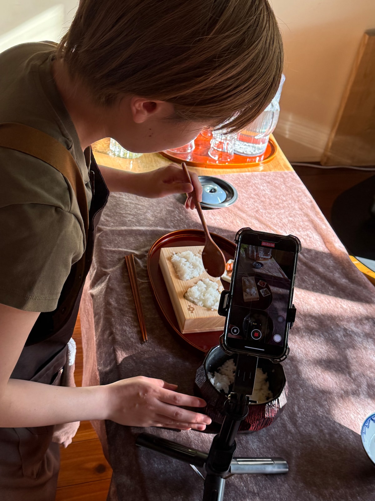 Make miso soup with traditional Japanese dashi stock and a variety of sushi rolls using a wooden frame