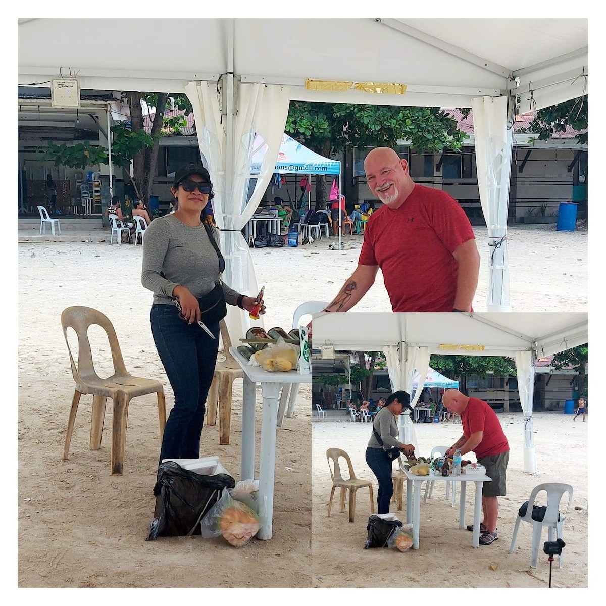Cook Filipino food in bamboo next to the beach