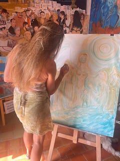 在艺术家工作室体验绘画工坊