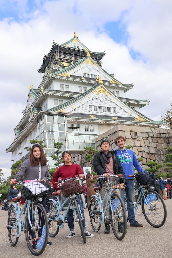 Посетете замъка в Осака с велосипедна обиколка за малки групи