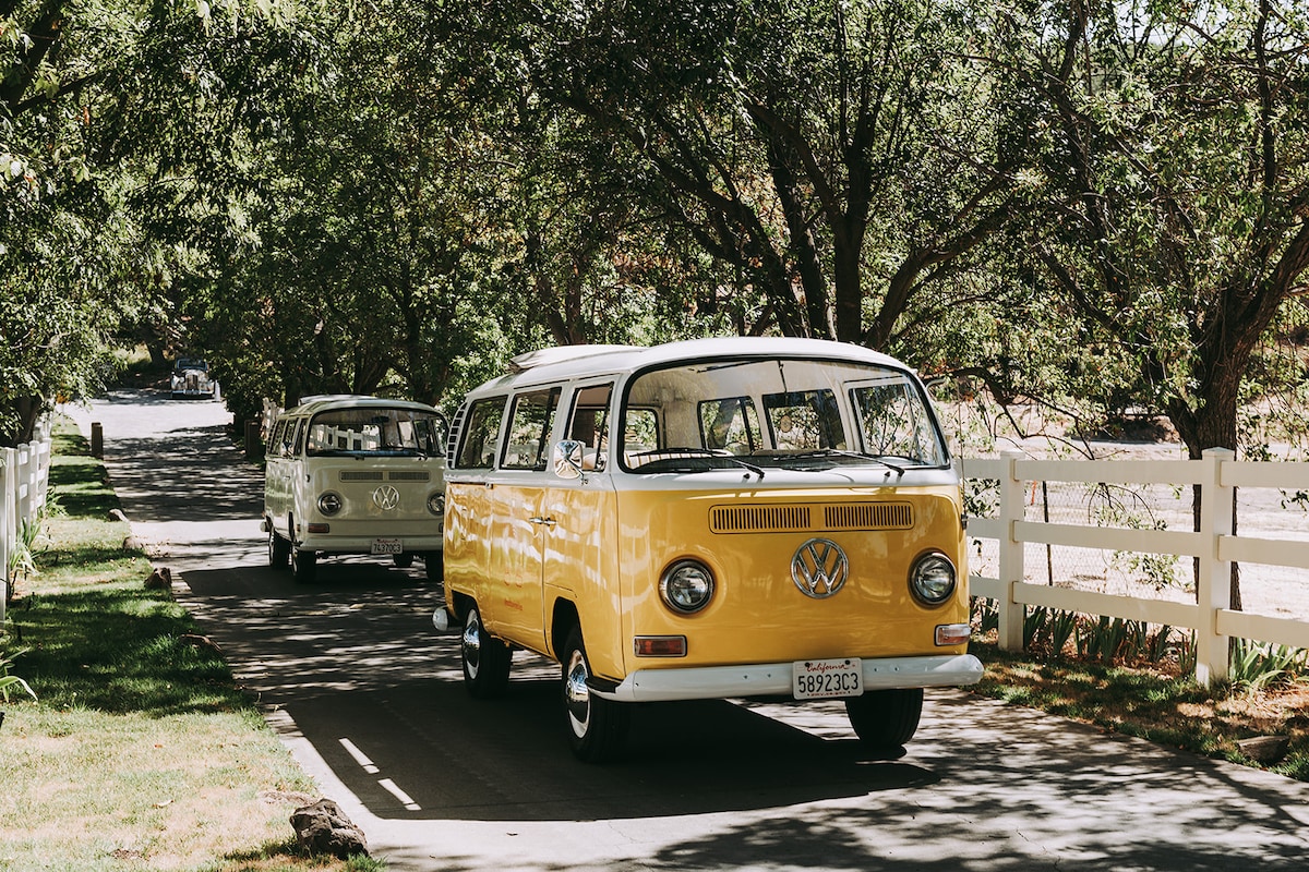 Vintage VW bus wine tour through Saddlerock Ranch