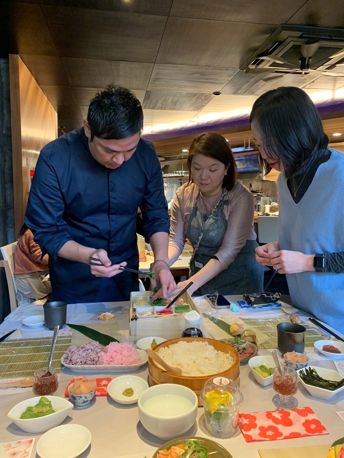 Sushi making and traditional Japanese culture workshop at a private restaurant with an authentic Japanese chef