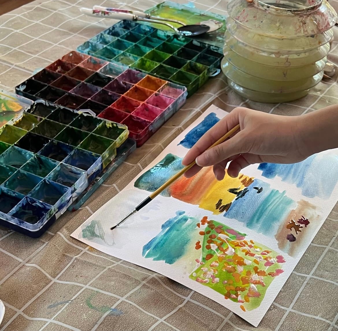 Sea watercolor painting with Samui artist