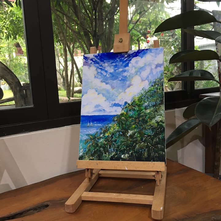 Sea acrylic painting with Samui artist