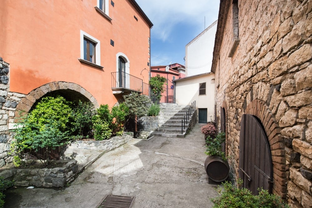 Two glasses and a historic cellar
