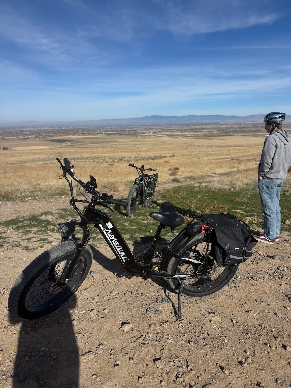 Ride E-bikes to desert trail & mountain views