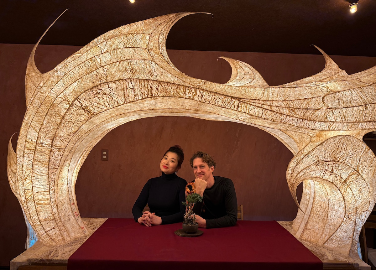 Craft a washi lamp beneath a masterpiece