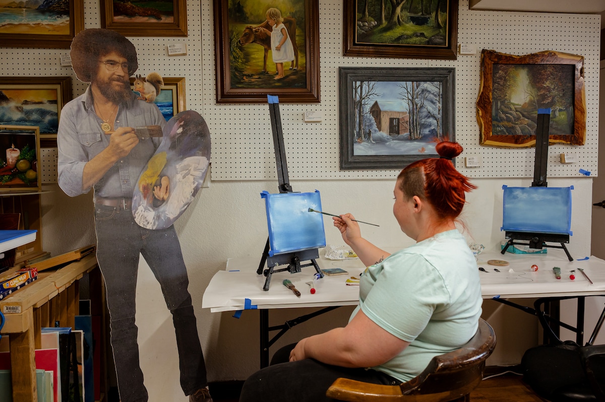 Paint and learn about Bob Ross style of painting