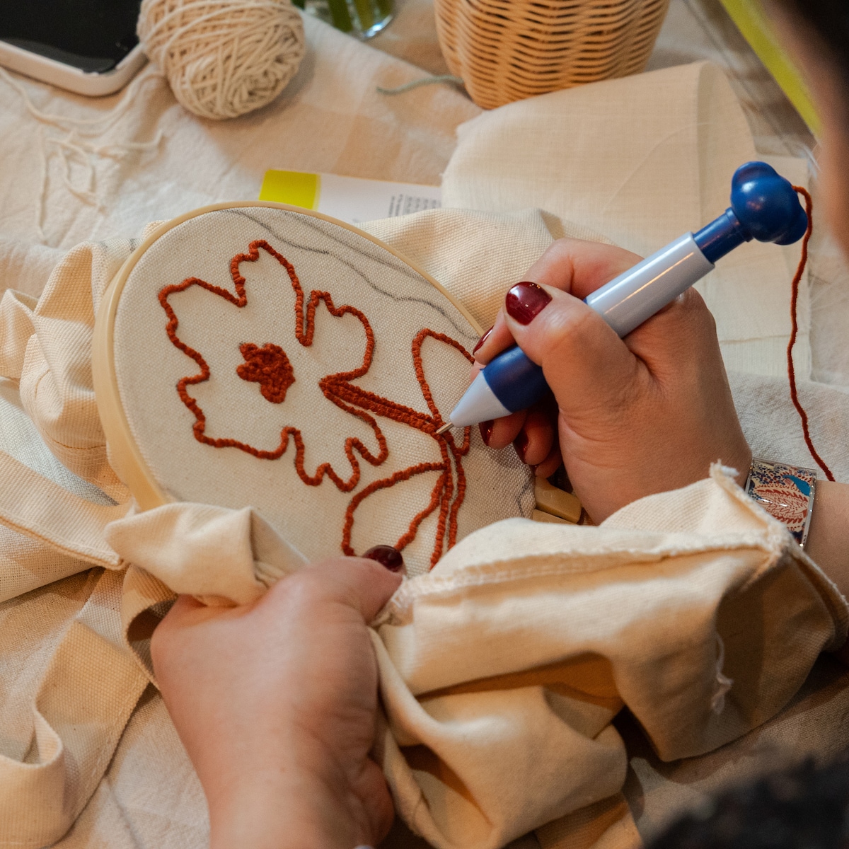 Make your own Punch Needle Tote Bag at a Cosy Cafe