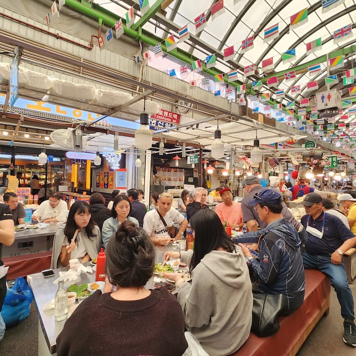 Soirée coréenne avec des gens du coin, marché et barbecue