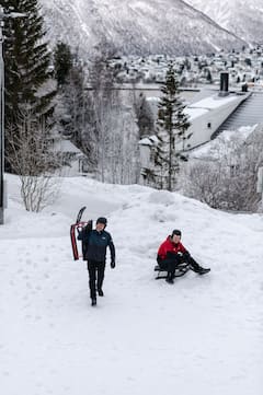 Snow sledding close to Tromsø city