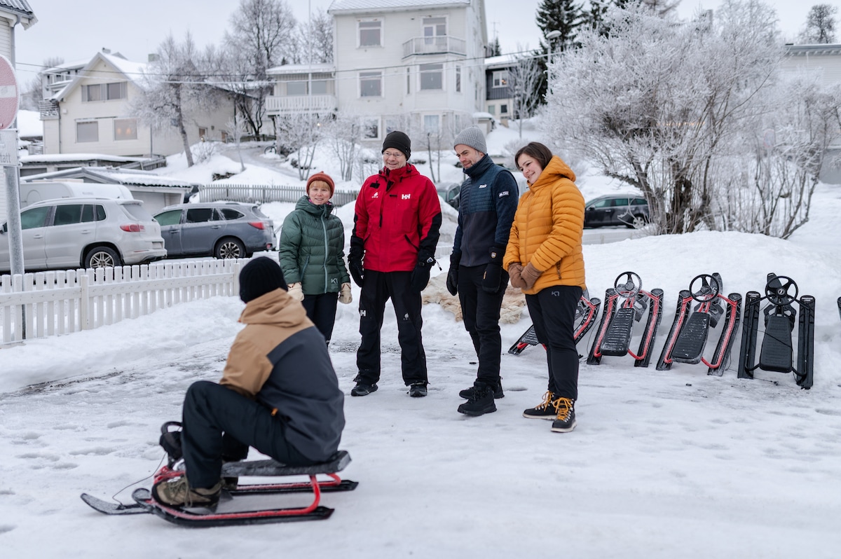 Snow sledding close to Tromsø city