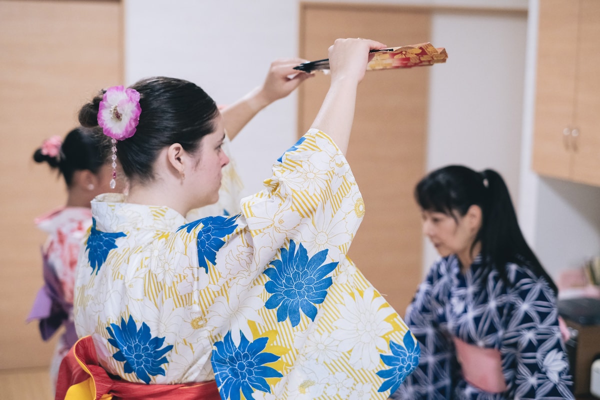 Dance Japanese dance in a yukata