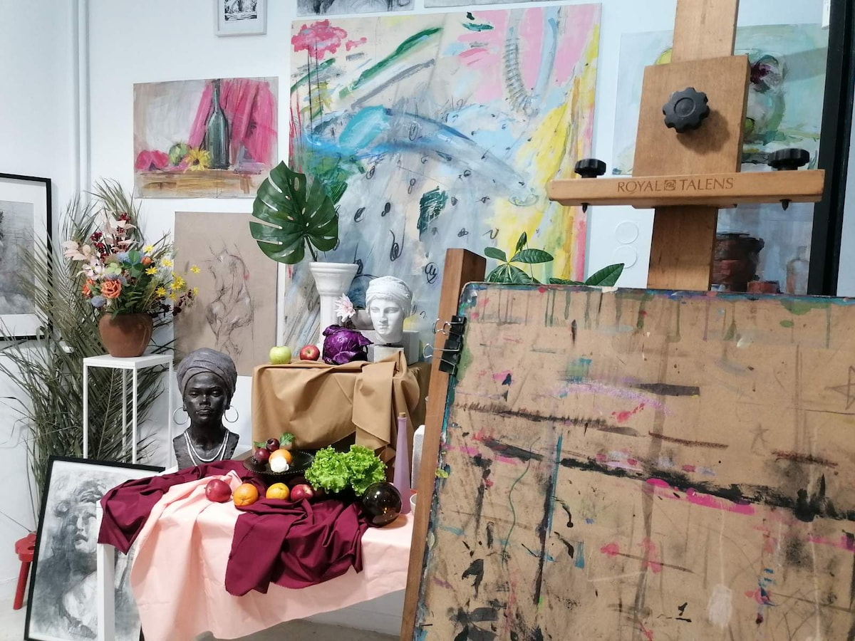 Paint & Wine in a Contemporary Art Space