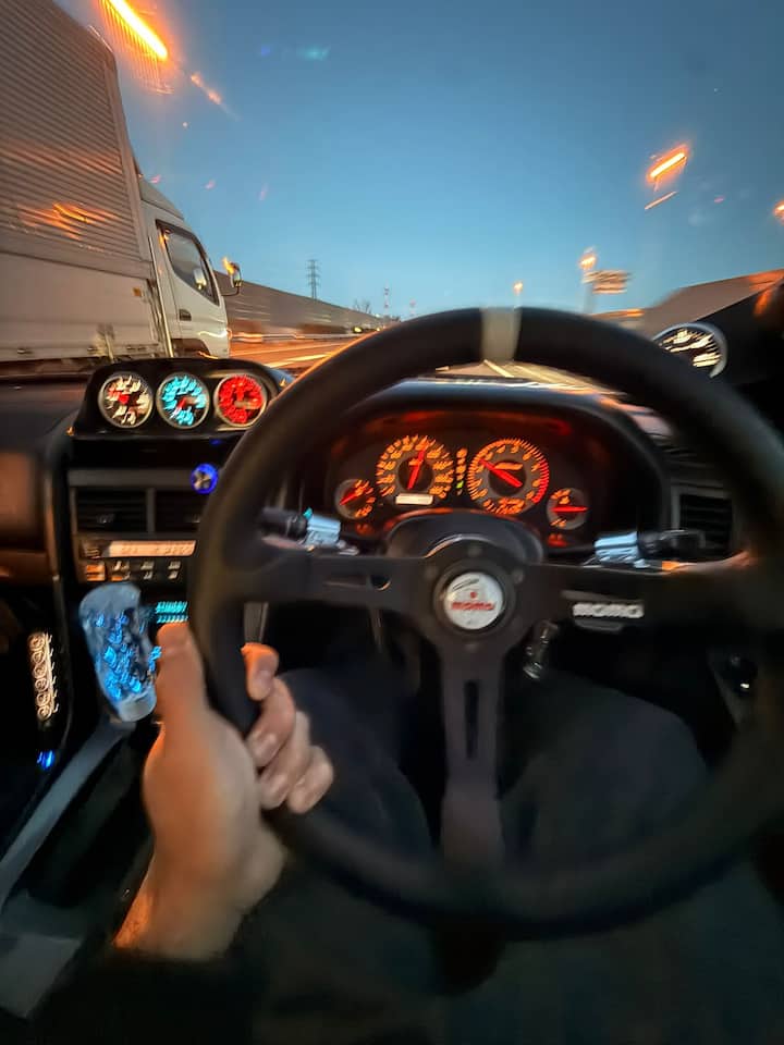 Tokyo to Daikoku parking on a Skyline r34 450hp
