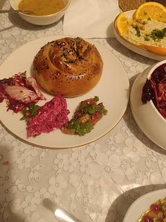 platos veganos/vegetarianos, baklava, comida de Anatolia