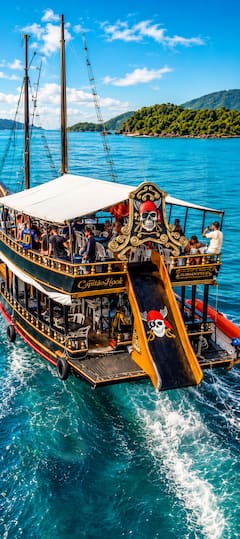 Aventura pirata: goleta, islas, playas y música