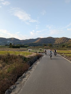 骑自行车游览岚山和山间寺庙