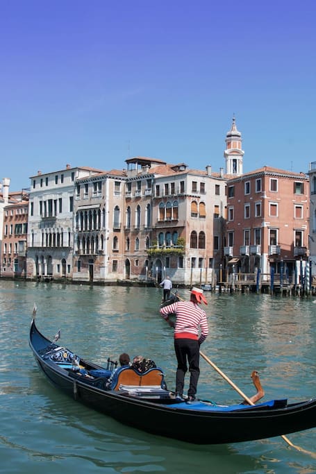Shared gondola ride in Venice