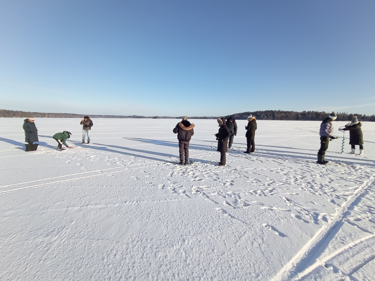 Learn how to ice fish on Lake Bodom