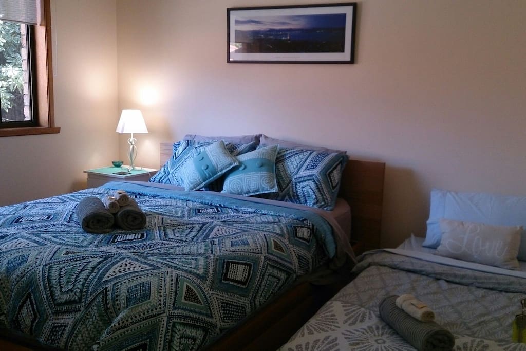 This is what it looks like with 3 guests. An added floor mattress.