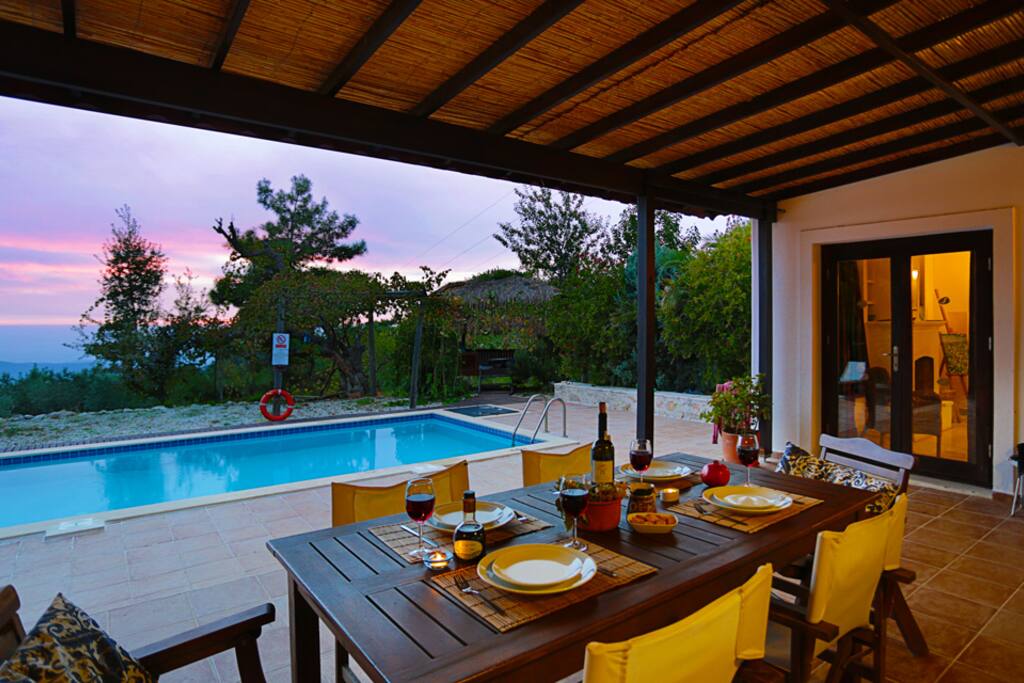 Patio at dusk.