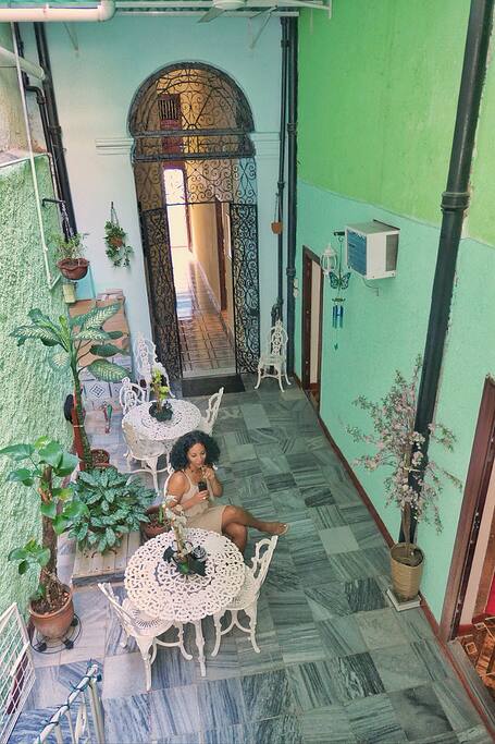 inside patio/ hallway/rooms