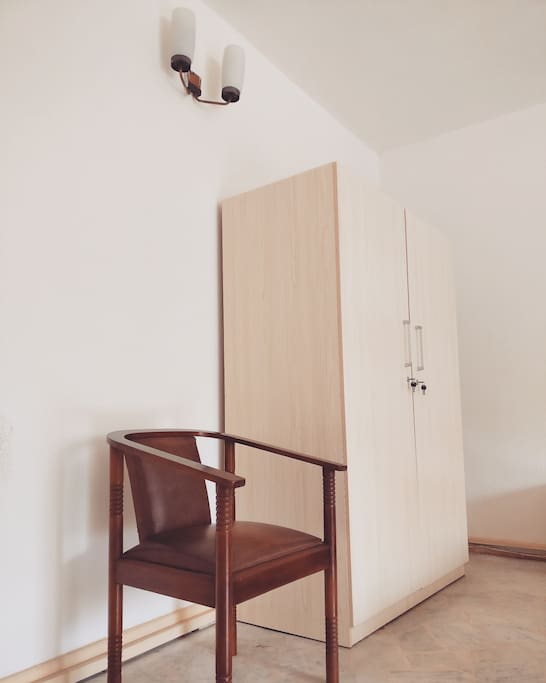 Bedside cupboard and chair