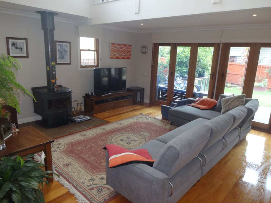 Large lounge room with bi-fold doors closed