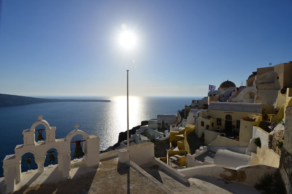 Oia's world famous sunset. Only 5 minutes walking