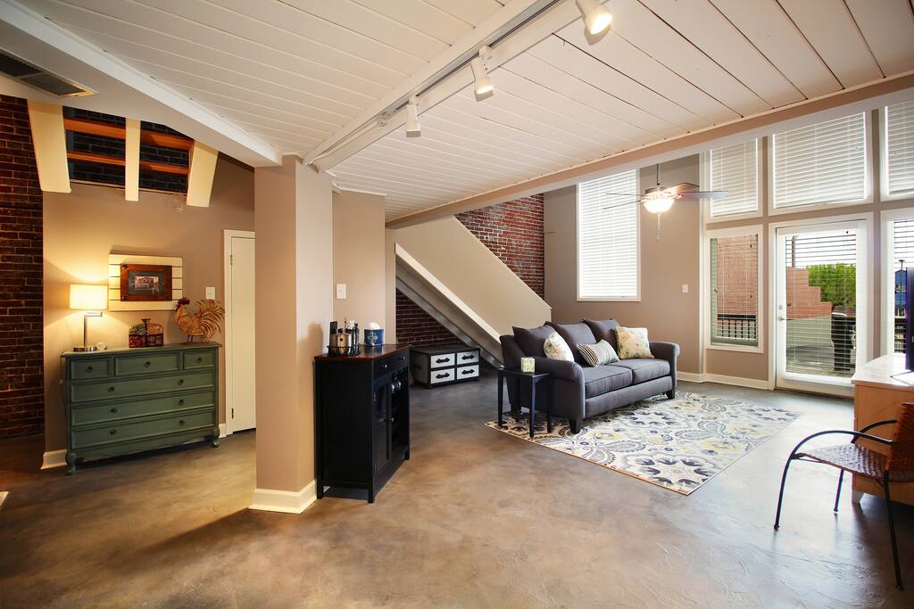 Open main floor has a queen foam sofa sleeper