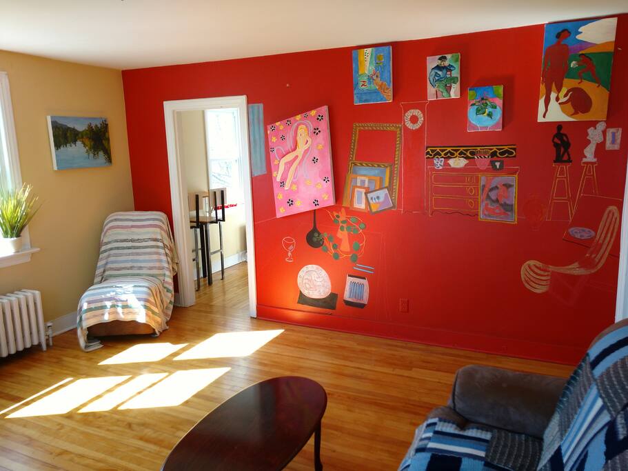 Artsy wall in the living room