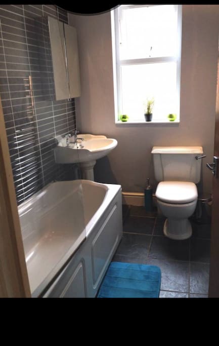 Main modern bathroom with bath & shower