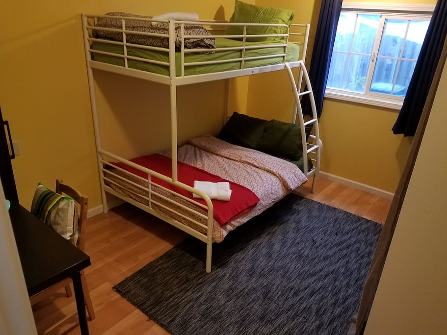 You are renting the bottom bunk only. If you want the whole room, look for the other listing.