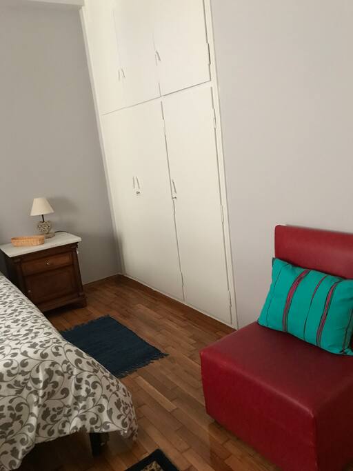 Chair, closet, and nightstand...