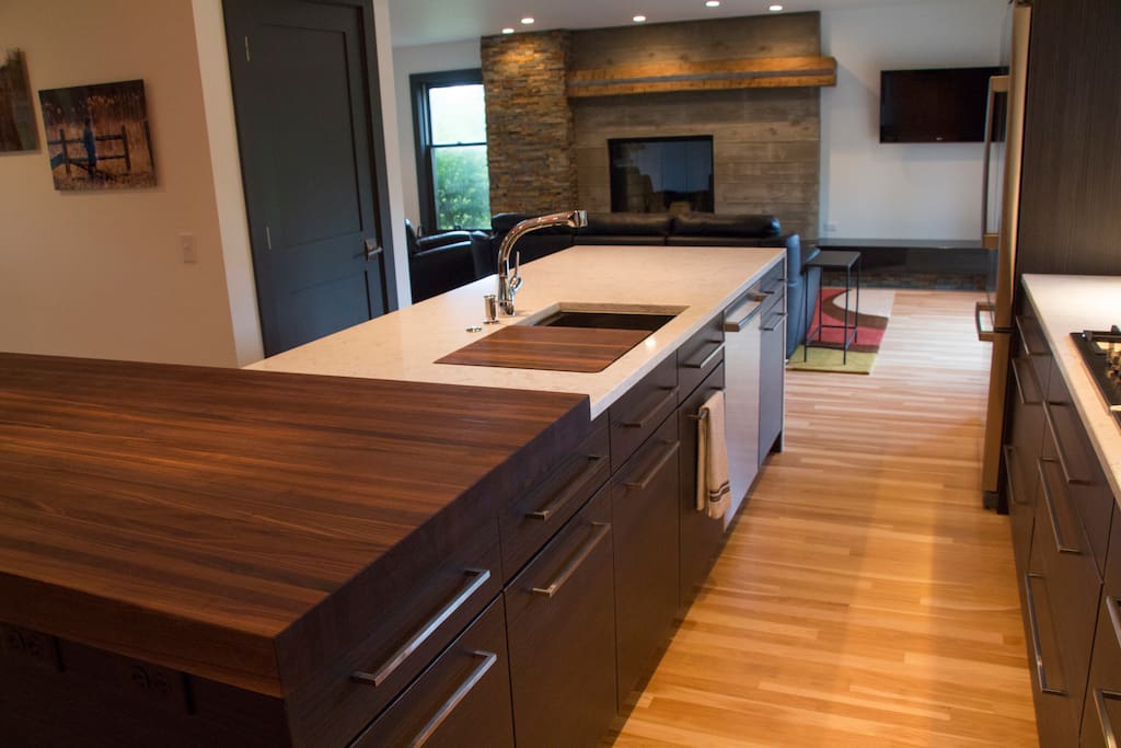 Open concept kitchen, dining and family room