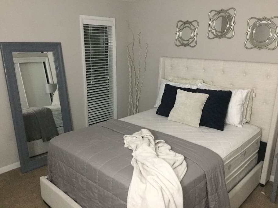 Guest Bedroom View 1: Each guest receives newly washed sheets on bed to include wash clothes and towels.