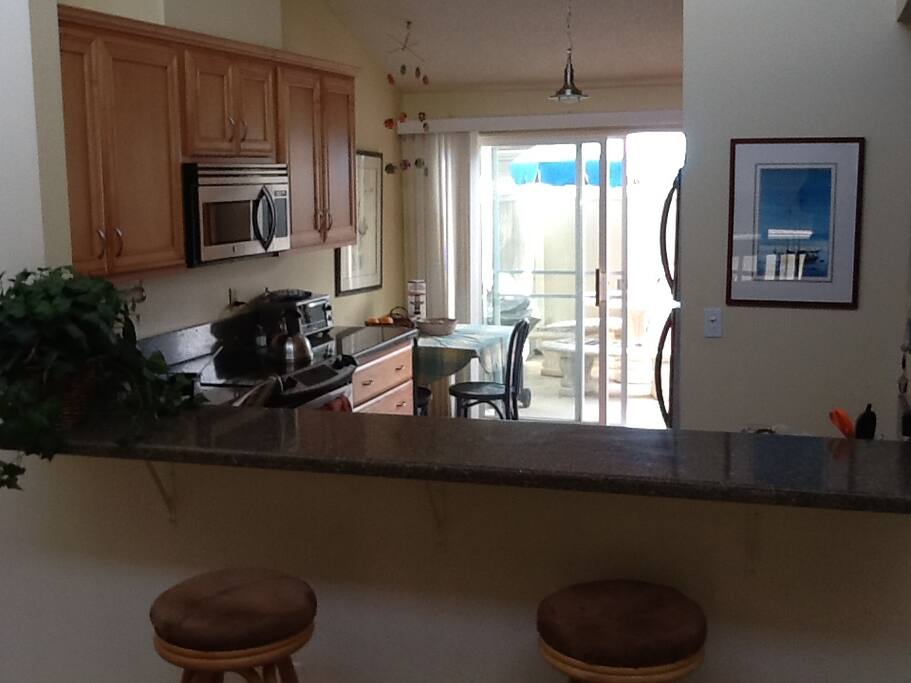 looking into kitchen and front patio