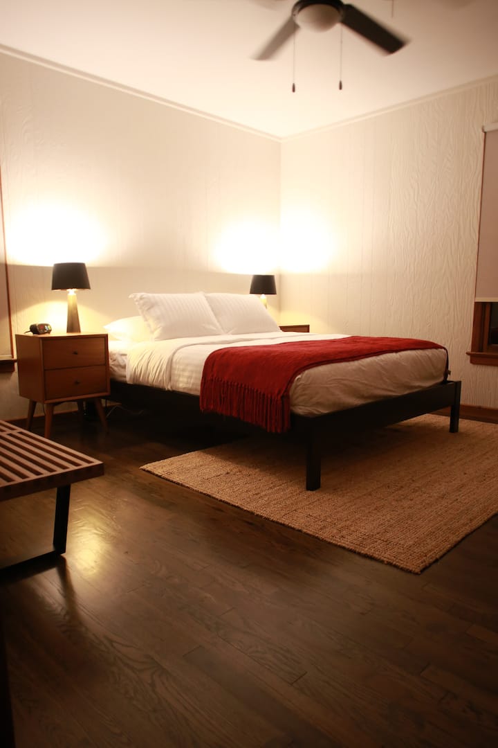 Another view of Red's Room. 
 There are blackout shades in every bedroom to ensure a good night's rest...and a nice lie-in if you want!