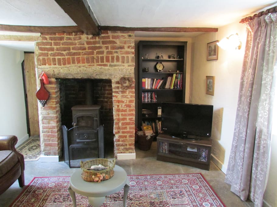 Lounge with wood burning stove