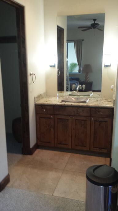 WALK-IN CLOSET TOO LEFT
WALK -IN PRIVATE TILED SHOWER AND TOILET TO RIGHT