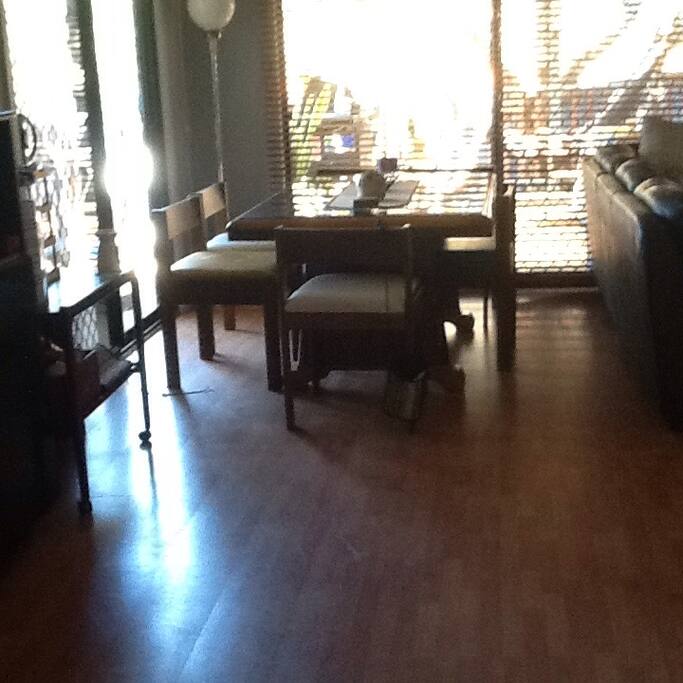Spacious living, dining area inside and out, BBQ outside decking