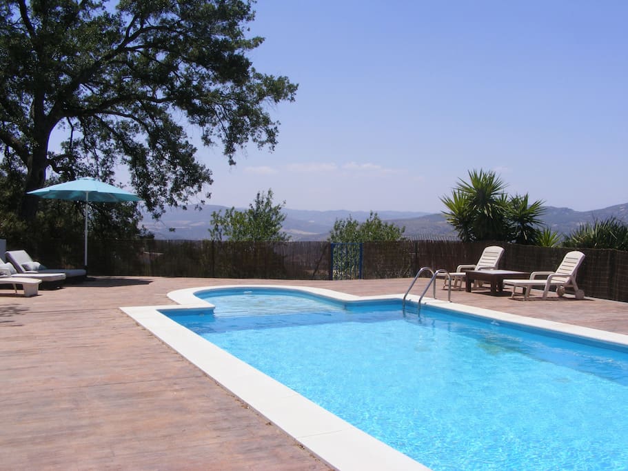 Swimming pool with fenced terrace and great views