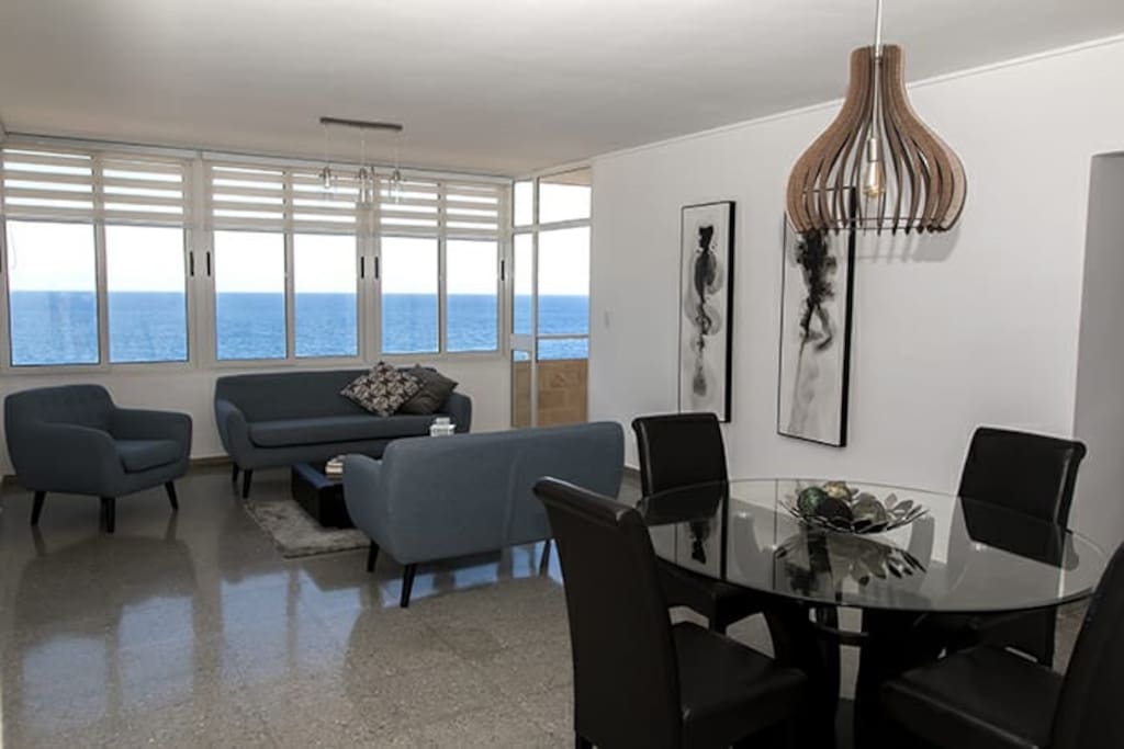 Panoramic Ocean View and City View from the living-dining room