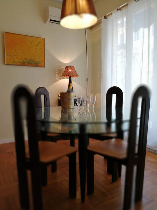 The dining area.